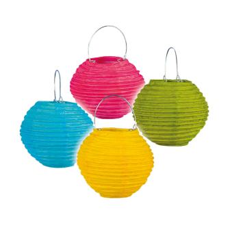 Bunte Mini-Lampions 10 cm 4er Pack 