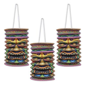 Laternen "Tiki-Maske" 23 cm 3er Pack
