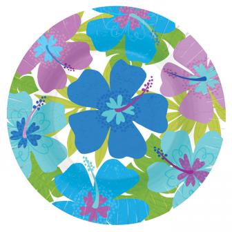 Pappteller Blaue Hibiskusblüte 26,5 cm 8er Pack