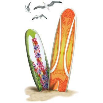 Selbstklebende Wanddeko Surfboards und Möwen 50 cm