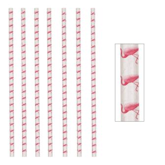 Strohhalme "Flamingo Paradise" aus Papier 12er Pack