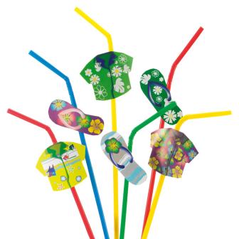 Strohhalme Hawaiihemd und Flip Flop 20er Pack