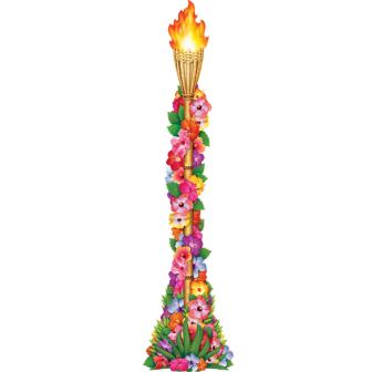 Wanddeko Bambusfackel mit Blumendeko 120 cm