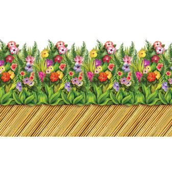 Wanddeko Gehweg aus Bambus mit tropischen Blumen 0,61 x 9,1 m