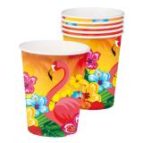 Pappbecher exotischer Flamingo 6er Pack