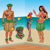 Wanddeko Hula Girl und Hula Boy 150 cm 5-tlg.